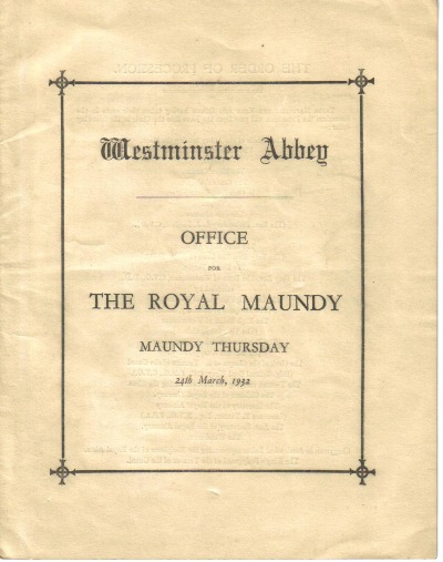 1932 Maundy Service Programme.