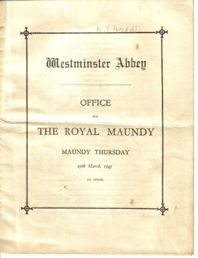 1945 Maundy Service Programme.