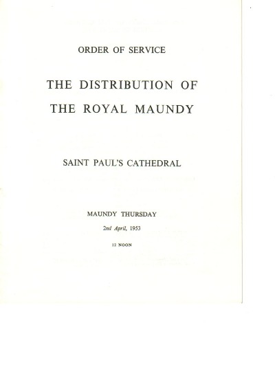1953 Maundy Service Programme.