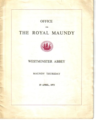 1973 Maundy Service Programme.