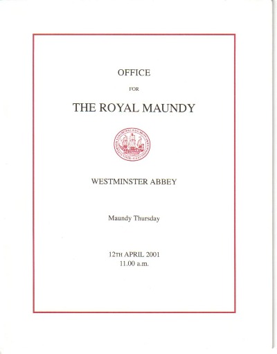 2001 Maundy Service Programme.